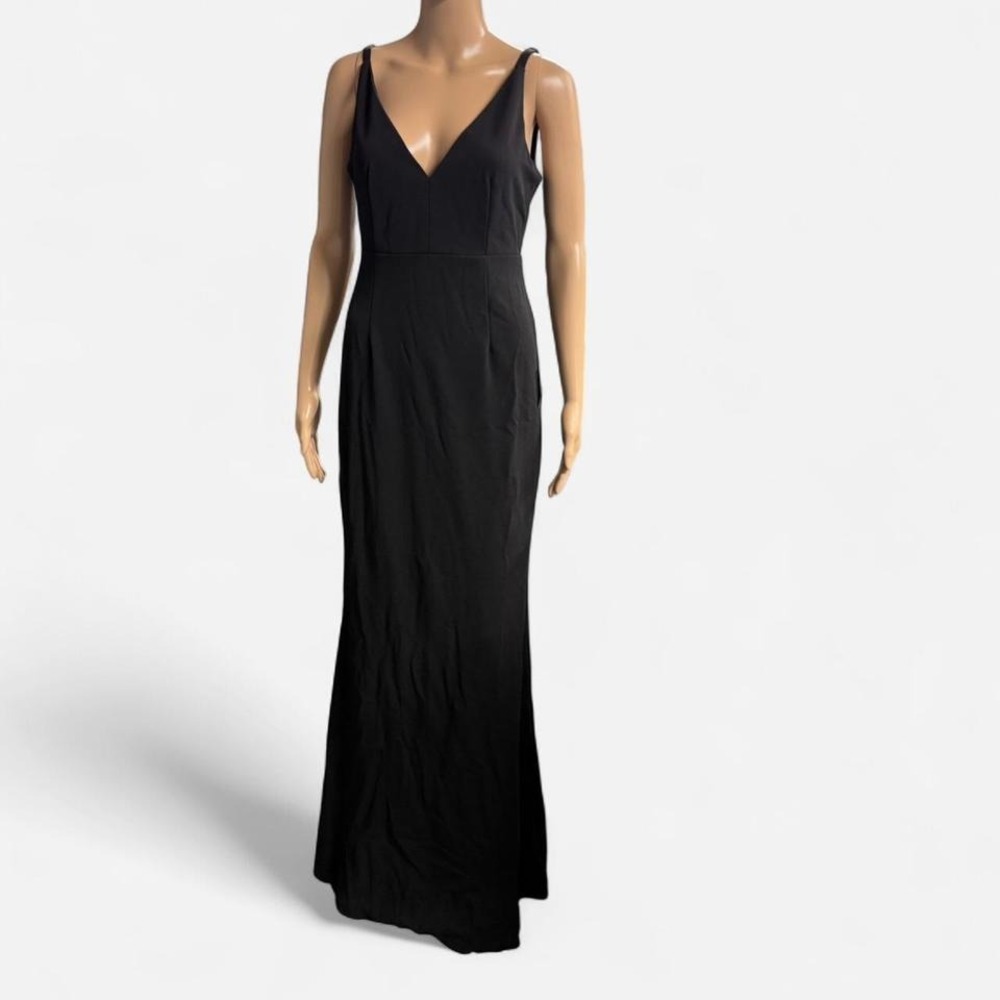Lulus Black V-Neck Sleeveless Mermaid Maxi Formal Evening Gown Dress Size Medium